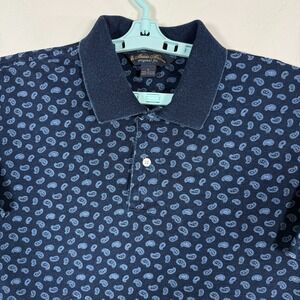 24140 Brothers Polo Shirt Mens Large Blue Short Sleeve Original Fit Paisley